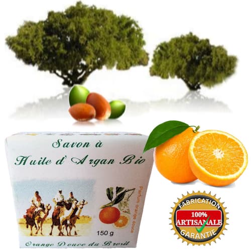 Savon Artisanal à l’Huile d’Argan Bio – Parfum Orange Douce & Hydratation Naturelle