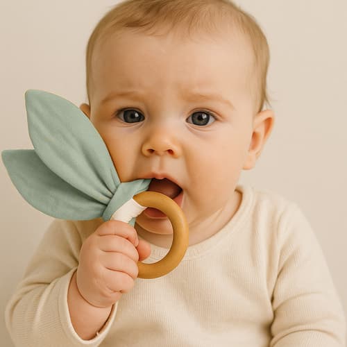 Organic Cotton Teething Ring - Green - image 2