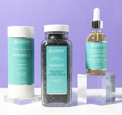 Rituel Bain Relaxant 3 Étapes – Sel de Bain Black Lava, Body Dust & Huile Corps Lavande